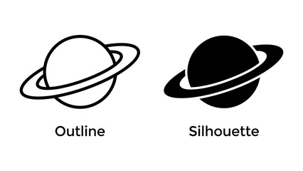 Saturn Icon - Outline and Silhouette © sifu