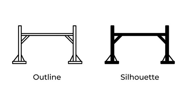 Equestrian Jumps: A graphic representation showcasing the outline and silhouette of a horse jumping obstacle, perfect for design and sports-related content.