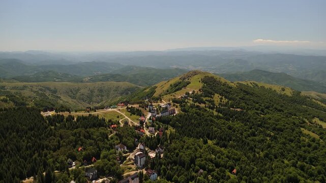Mountains and valleys under clear sky in summer