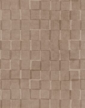 Minimalist hand-drawn beige grid pattern, subtle muted brown checkerboard paper texture background