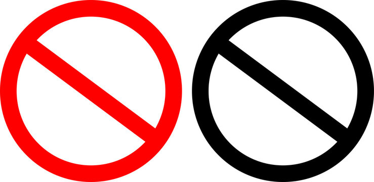 Prohibition Symbol Collection with Red and Black No Sign Icons for Warning and Restriction