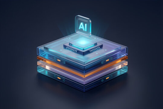 One AI core connected to three orderly persistent memory layers with visible separation for agentic AI, enterprise automation, software and digital-transformation campaign