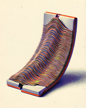 Many small signal waves piling onto one bent but unbroken device-like rectangle for editorial, news, economics, technology, culture and social-commentary campaign
