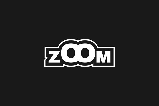 Zoom Logo Vector Icon in White Outline Style on Black Background for Digital Communication and Video Conferencing Concept