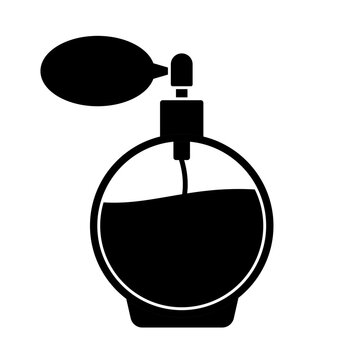 Perfume Bottle with Pump Silhouette Isolated on White Background