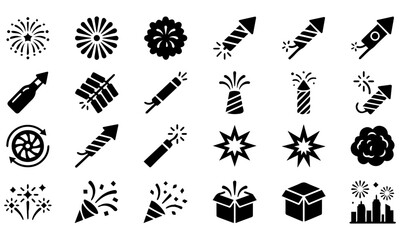Fototapeta premium Happy new year 2027 celebration fireworks and party icons set