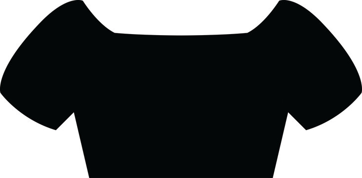 Black women short sleeve crop top shirt fashion silhouette symbol isolated on transparent background