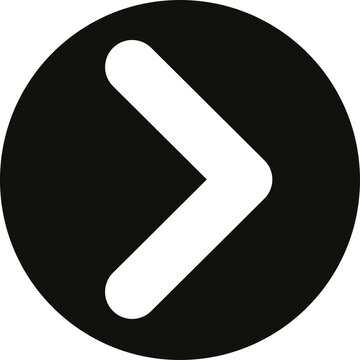 White rounded chevron right arrow symbol inside a circle isolated on transparent background