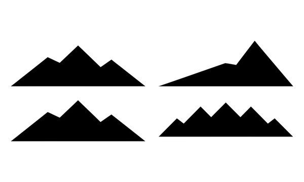 Mountain range silhouette with four distinct peaks black