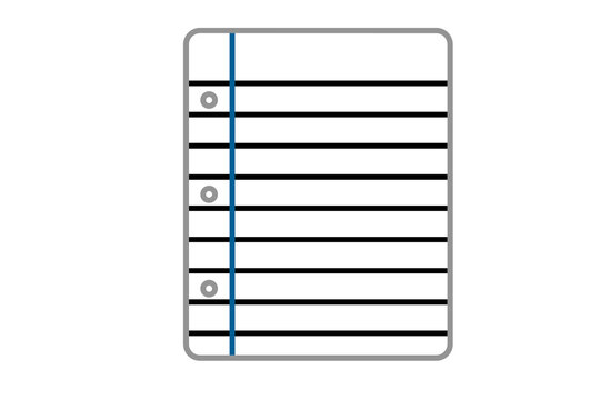 Loose leaf notebook filler paper sheet with blue margin notebook stationery supplies education document template academic learning paperwork background