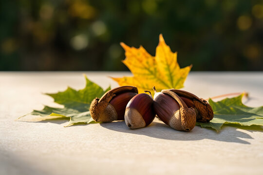 Natural maple seed pods arranged as a sparse botanical study for autumn food, farm retail and harvest-season campaign