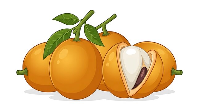 Illustration of fresh Achachairu fruits with green leaves