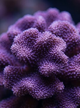 Close-up of Purple Coral Polyp in Underwater Reef