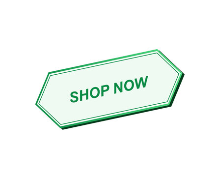 Neon green shop now button isolated on a black background