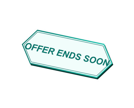 Glowing hexagonal sign with offer ends soon text on black