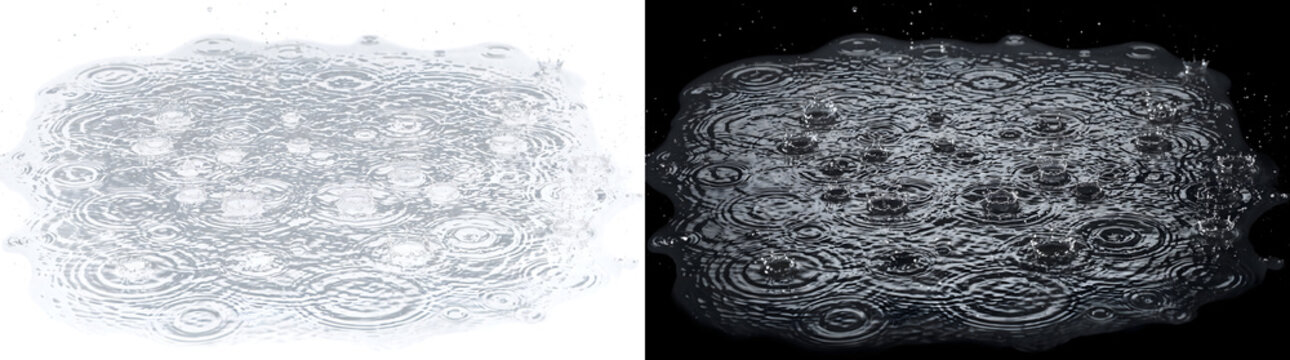 Water ripples showing rain drops creating rings on a rippling surface for weather PNG, Transparent and Black Background Versions designs