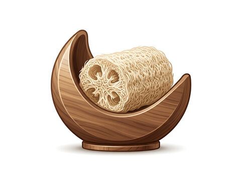 Wooden loofah sponge holder icon design