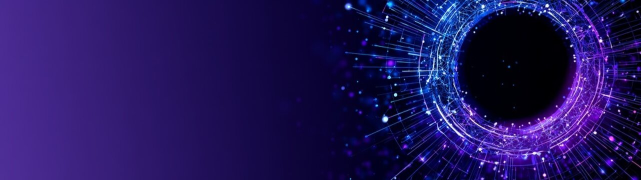Dynamic abstract background with colorful digital particles representing erp integration and workflow management