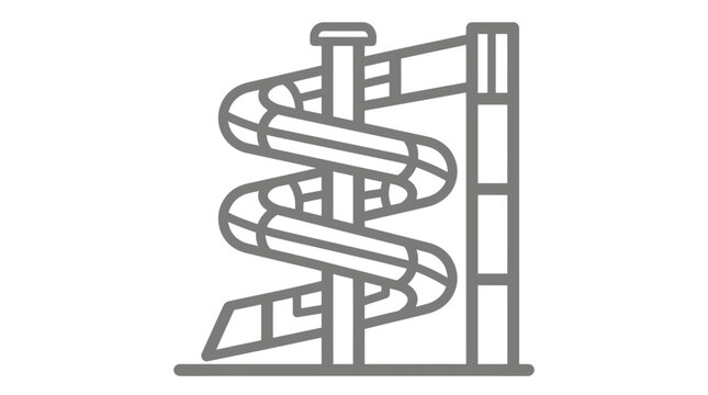 Amusement water slide line icon vector art