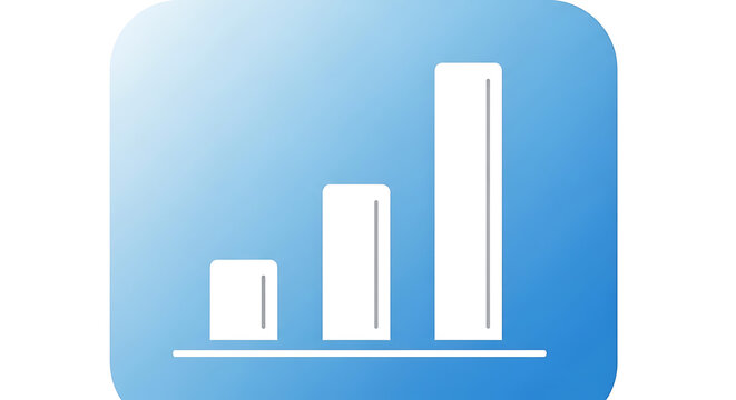 Minimalist bar graph icon representing growth and business success on a soft blue gradient