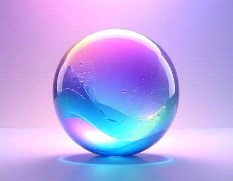 Abstract Glowing Orb Reflecting Vibrant Colors on a Soft Background.