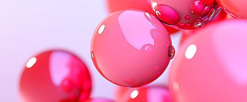 Abstract spheres of vibrant pink
