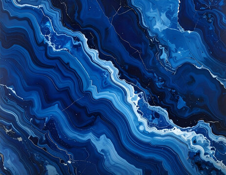Deep Blue Agate Stone Texture with White Veins.