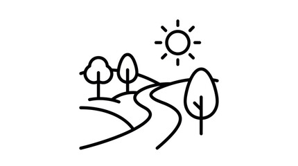 Nature landscape line icon vector © Mohammad