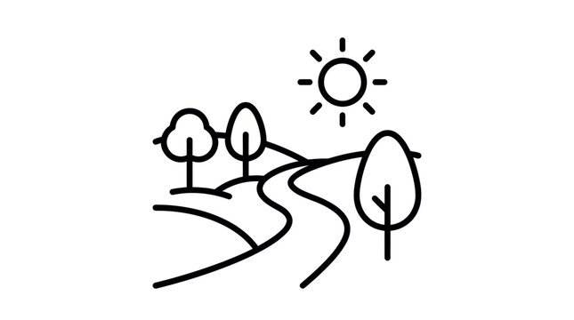 Nature landscape line icon vector