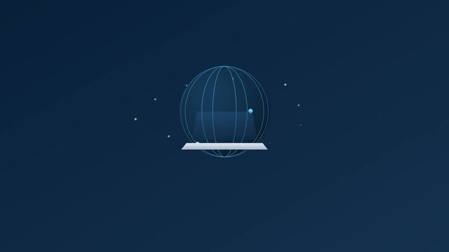 Digital Nomad Laptop Global Network Connection Animation