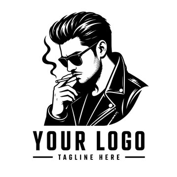  Smoking Man Logo Vector Illustration for Fashion and Lifestyle Brand Design Concept  