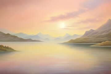 Fototapeta premium Lake sunset landscape outdoors.