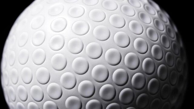 Macro golf ball dimple surface, large distinct circular pattern, smooth white surface, static, dark background