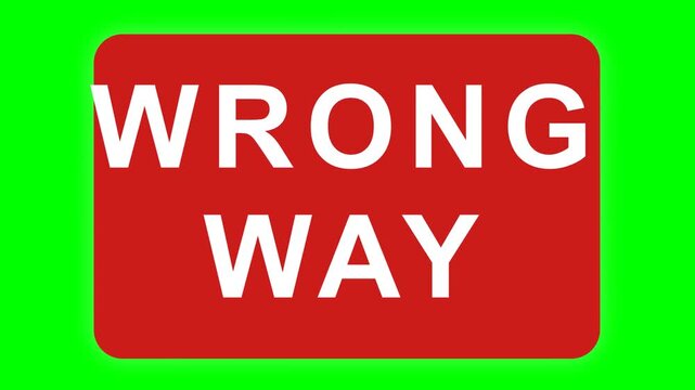Road sign displaying bold white text on a solid red background provides a clear warning message.