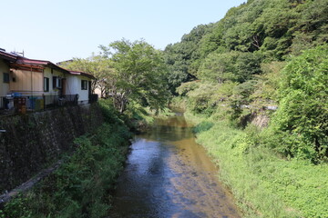 Fototapeta premium 滝川。奥久慈の袋田の滝から流れ出る川。