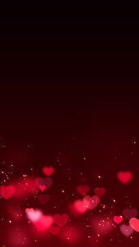 valentines day hearts and glitter shiny stars on red , love and passion heart romantic anniversary celebration vertical social media background