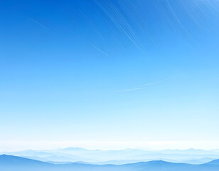 Fototapeta premium Vast Blue Sky Over Misty Mountain Range Horizon.