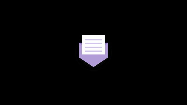 Minimalist envelope animation with document paper symbol mail