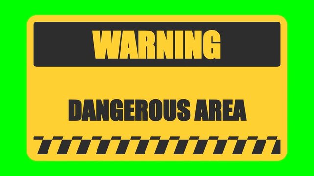 Warning sign features bold typography on a yellow rectangular plate with a black hazard border to signal caution.