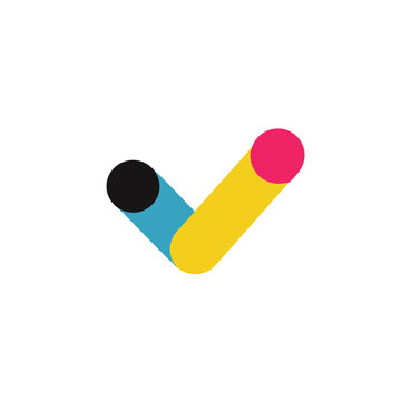 Colorful Check Mark Icon on Transparent Background