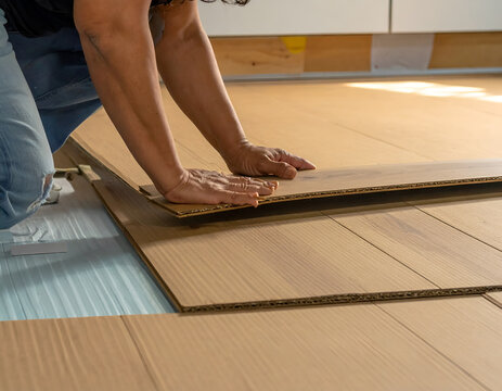 DIY Home Improvement - Laying New Laminate Flooring Indoors.