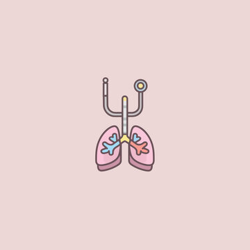 Medical Icon of Lungs with Bronchoscope
