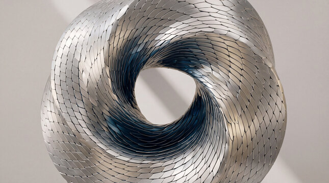 Scaled 3D metal torus with a swirling vortex