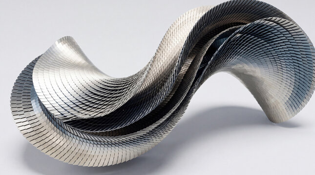 Spiral 3D metal vortex covered in reflective scales