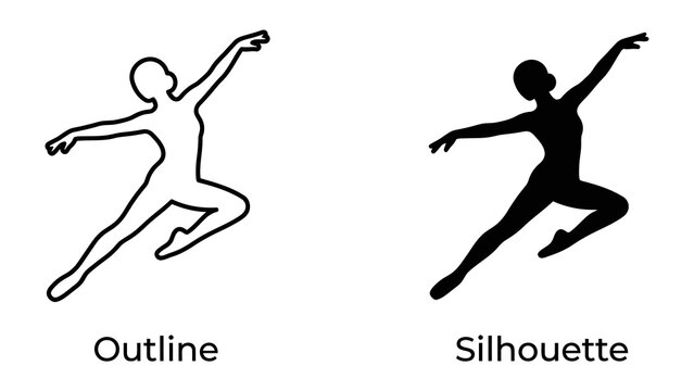 Ballet Dancer Outline and Silhouette