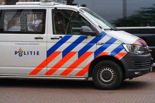 Dutch police car with text and logo. Nobody in the vehicle. 7 September 2018. Rotterdam. Netherlands