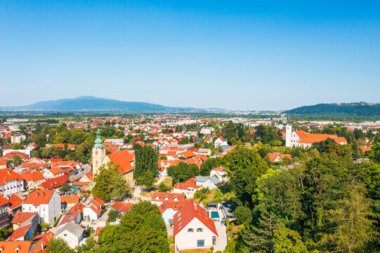 Panorama of center of city of Samobor, northern Croatia
