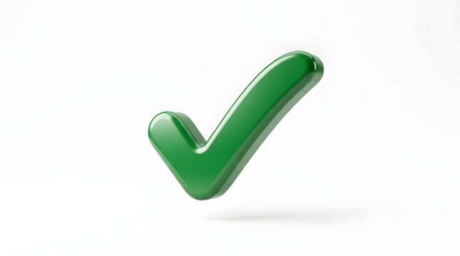 3d green check mark icon isolated on white background