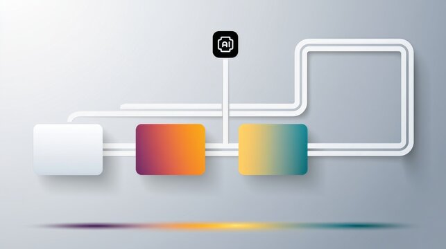 Graphic showing paths connecting different blocks with an AI label at the center