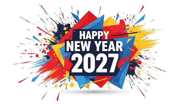 Colorful abstract explosion design celebrating the arrival of the year 2027